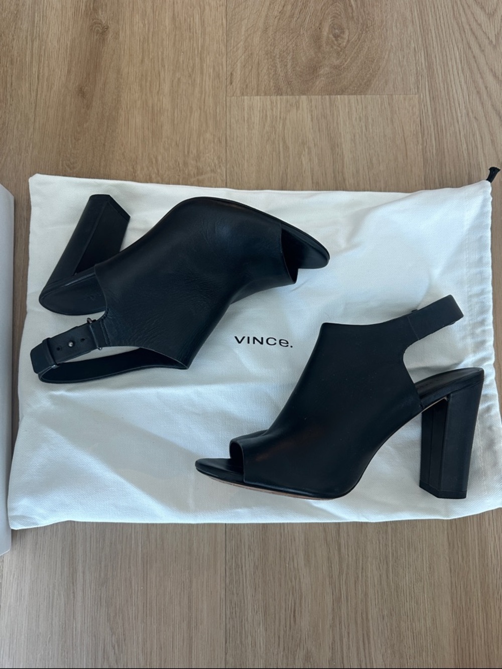 Vince Black Open-Toe Block Heel Slingback